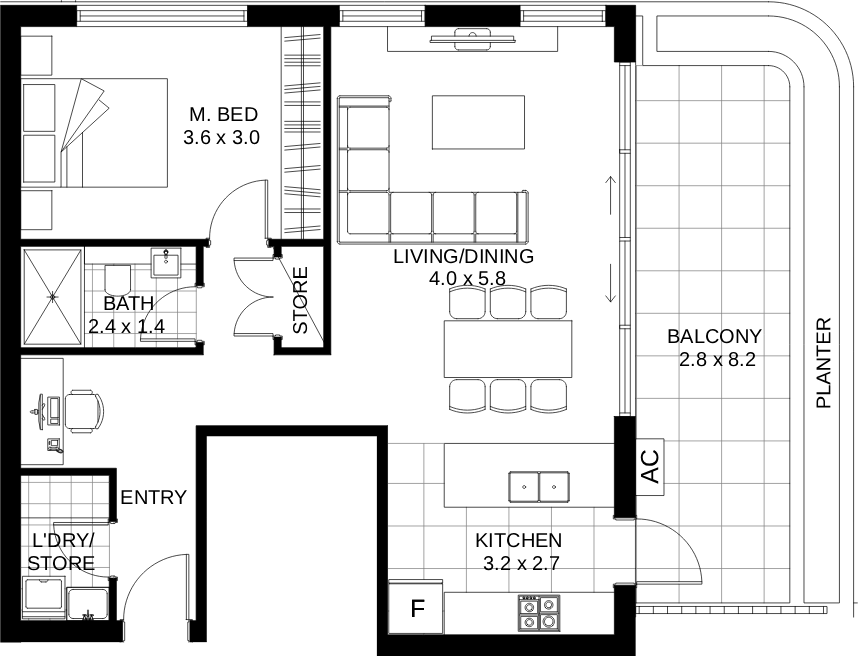 1 Bedroom Plan